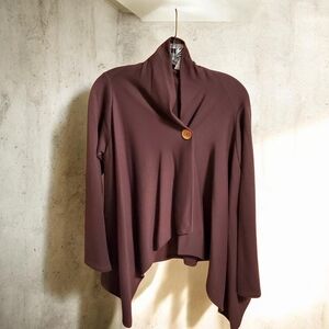 Bobeau Wrap Fleece Burgundy Cardigan L